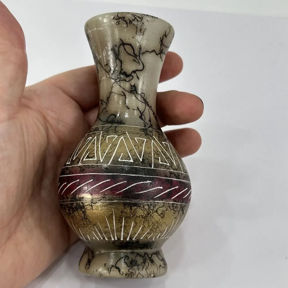 Native American Pottery Horse Hair Small Bud Vase Signed‎ M.G. Navajo 5